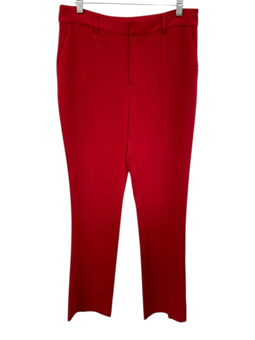Cinq a Sept Size 10 Red Triacetate Blend Zip & Button Pockets Trouser Pants Red / 10