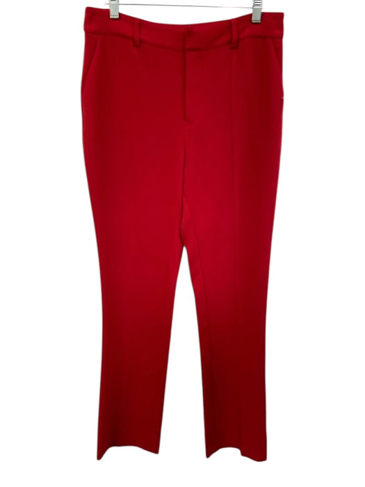 Cinq a Sept Size 10 Red Triacetate Blend Zip & Button Pockets Trouser Pants Red / 10