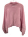 Joslin Size 6 Pink Merino Wool High Neck Long Balloon Sleeve Embroidered Sweater Pink / 6