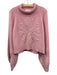 Joslin Size 6 Pink Merino Wool High Neck Long Balloon Sleeve Embroidered Sweater Pink / 6