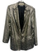 Akris Punto Size 14 Gold Poly Blend Lapels Coated 2 Button Striped Blazer Gold / 14