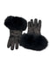 No Brand Black Leather Fur Trim Gloves Black