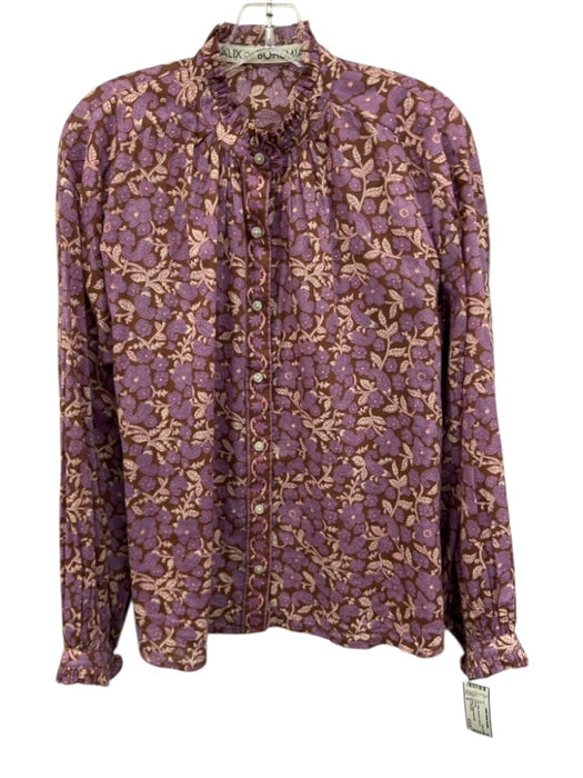 Alix of Bohemia Size M Pink Cotton floral print Button Up Top Pink / M