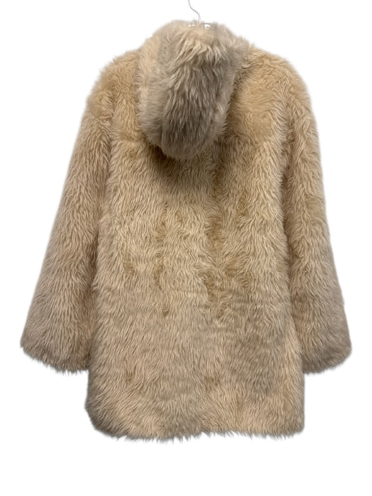 A.L.C. Size M Ivory Cream Faux Fur Hood Front Pockets Coat Ivory Cream / M