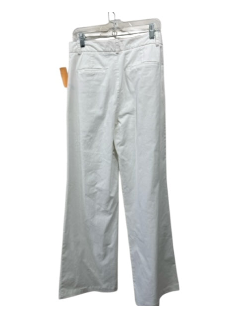 Nili Lotan Size 8 White Cotton Blend High Rise Solid Zip & Button Wide Leg Pants White / 8