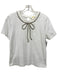 Maeve Size M White & Silver Cotton Embellished Bow Crewneck short sleeve Top White & Silver / M