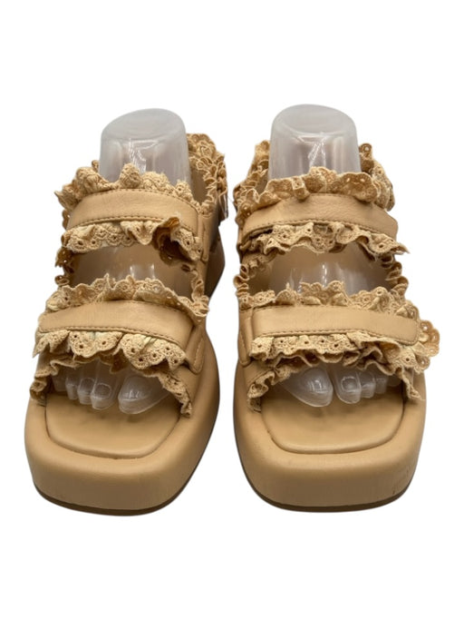 Loeffler Randall Shoe Size 9 Tan Lamb leather Rubber Outsole Eyelet Sandals Tan / 9