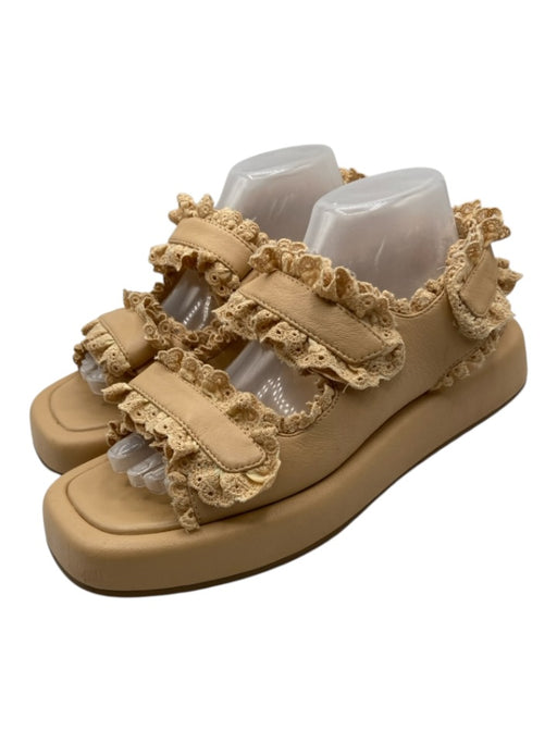 Loeffler Randall Shoe Size 9 Tan Lamb leather Rubber Outsole Eyelet Sandals Tan / 9