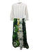Sara Roka Size 42 White & Multi Silk Long Sleeve Button Up Sheer Overlay Dress White & Multi / 42