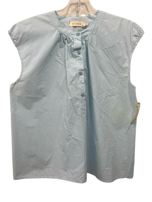 Stark X Size M Light Blue Cotton Cap Sleeve 1/2 Button Top Light Blue / M
