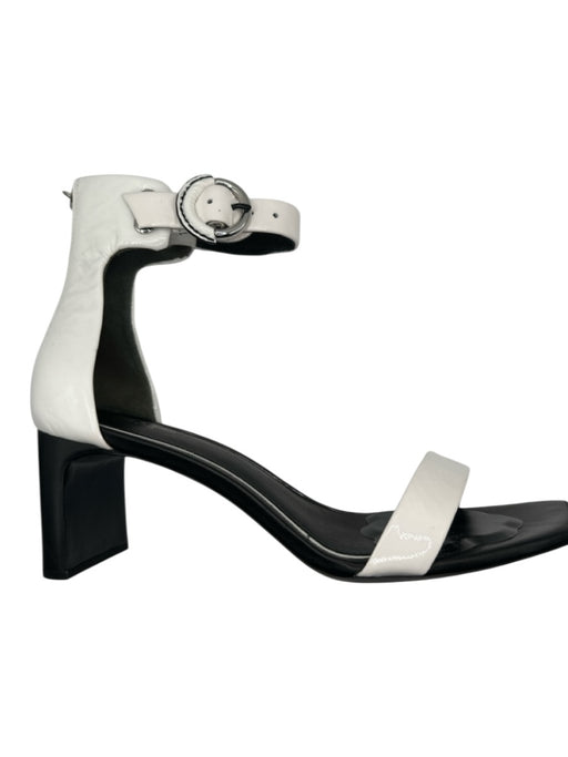Rag & Bone Shoe Size 39 Black & White Leather Heel Back Zip Ankle Buckle Sandals Black & White / 39
