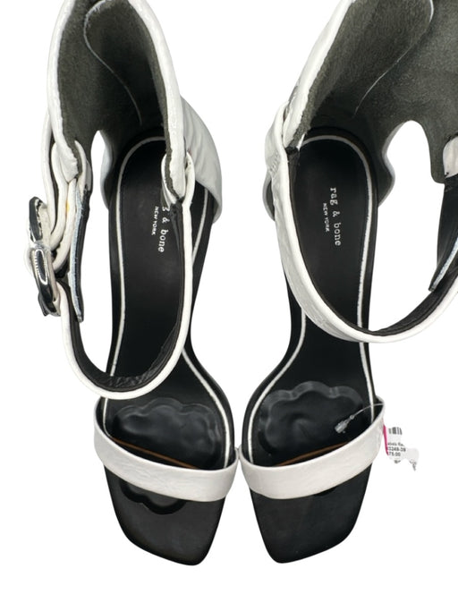 Rag & Bone Shoe Size 39 Black & White Leather Heel Back Zip Ankle Buckle Sandals Black & White / 39