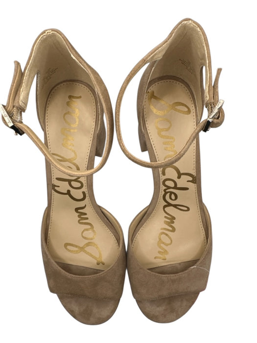 Sam Edelman Shoe Size 9 Tan Vegan Suede Block Heel Ankle Strap Sandals Tan / 9