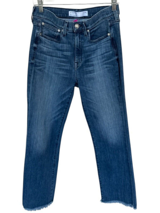 AYR Size 29 Med Dark Wash Cotton Blend High Waist Wide Leg Raw Hem Jeans Med Dark Wash / 29