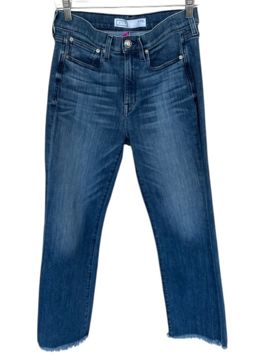 AYR Size 29 Med Dark Wash Cotton Blend High Waist Wide Leg Raw Hem Jeans Med Dark Wash / 29