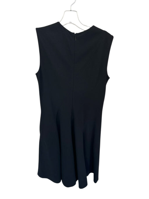 Lafayette 148 Size 6 Black Viscose Blend Sleeveless Back Zip Tea Length Dress Black / 6