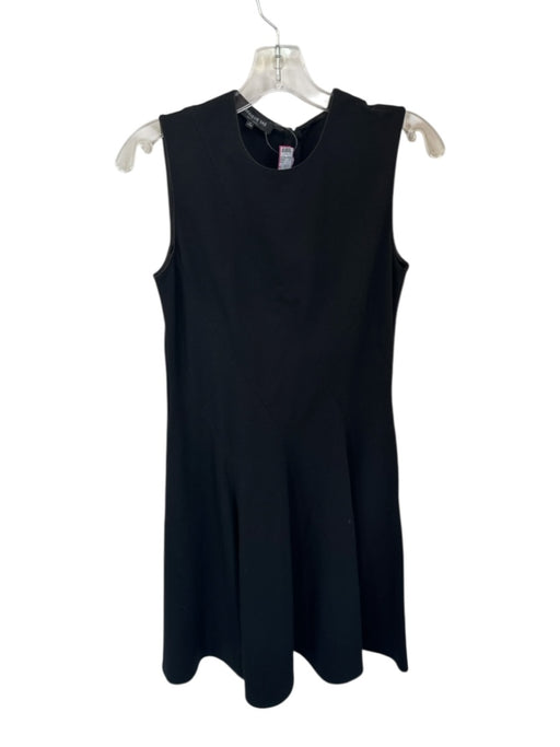 Lafayette 148 Size 6 Black Viscose Blend Sleeveless Back Zip Tea Length Dress Black / 6