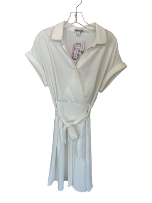 Spanner Size S Ivory Polyester Cap Sleeve Belted Collar Maxi Dress Ivory / S