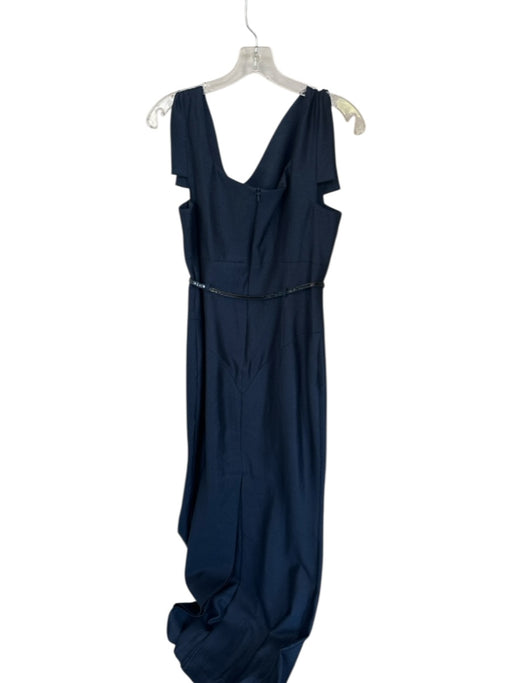 Black Halo Size 8 Navy Polyester Blend Cap Sleeve Cowl Neck Belted Gown Navy / 8