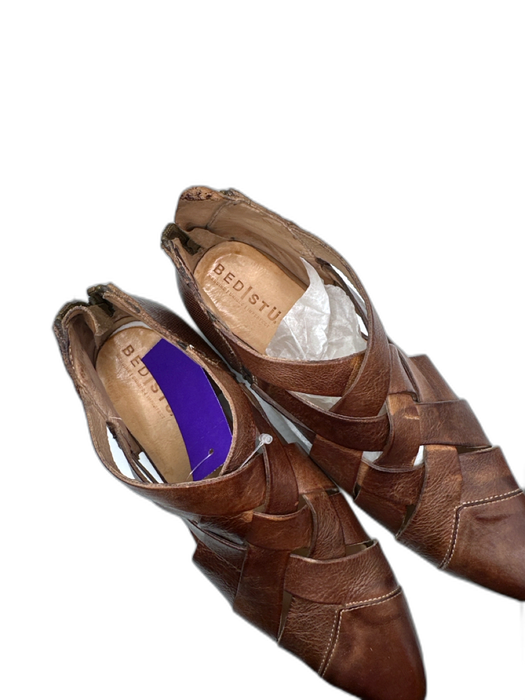 Bed Stu Shoe Size 9 Brown Leather Basket Weave Pointed Toe Booties Brown / 9