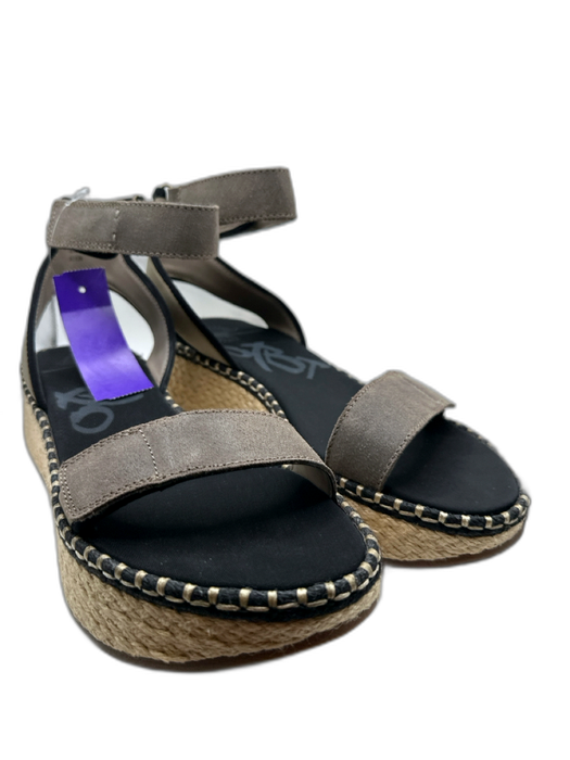 OTBT Shoe Size 8.5 Gray & Black Leather Espadrille Velcro Sandals Gray & Black / 8.5