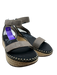OTBT Shoe Size 8.5 Gray & Black Leather Espadrille Velcro Sandals Gray & Black / 8.5