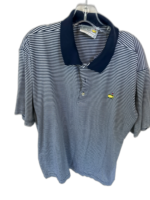 Augusta Natl Golf Size XL Navy & White Cotton Masters Logo Striped Golf Polo Navy & White / XL