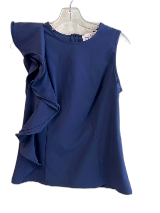Joseph Ribkoff Size 4 Navy Missing Fabric Tag Solid Ruffle Accent Sleeveless Top Navy / 4