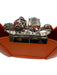 Alexander McQueen Orange & Silver Leather & Metal Knuckle Bar Hobo Skull Bag Orange & Silver / Mini