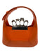 Alexander McQueen Orange & Silver Leather & Metal Knuckle Bar Hobo Skull Bag Orange & Silver / Mini