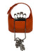 Alexander McQueen Orange & Silver Leather & Metal Knuckle Bar Hobo Skull Bag Orange & Silver / Mini