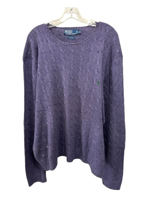 Polo Size XXL Purple Silk Cable Knit Crew Men's Sweater Purple / XXL