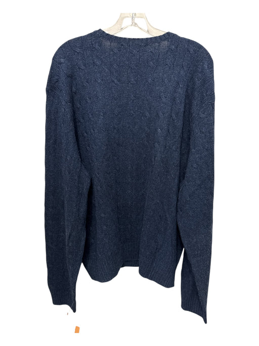 Polo Size XXL Blue Silk Cable Knit Crew Men's Sweater Blue / XXL