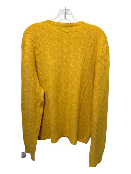 Polo Size XXL Yellow Cashmere Cable Knit Crew Men's Sweater Yellow / XXL