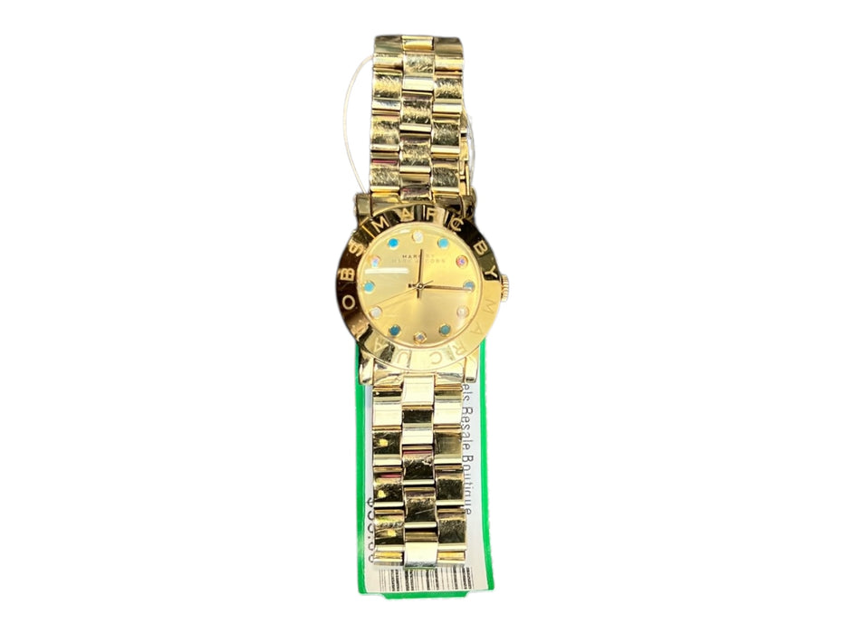 Marc By Marc Jacobs Goldtone Metal Links Round Face Stainless Steel Watches goldtone