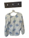 Loveshackfancy Size S White & Blue Cotton Long Balloon Sleeve Floral Buttons Top White & Blue / S