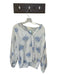Loveshackfancy Size S White & Blue Cotton Long Balloon Sleeve Floral Buttons Top White & Blue / S