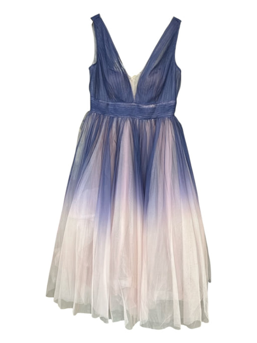 Mac Duggal Size 10 Purple & Peach Tulle Pleated Sleeveless Gown Purple & Peach / 10