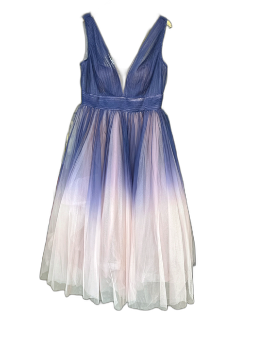 Mac Duggal Size 10 Purple & Peach Tulle Pleated Sleeveless Gown Purple & Peach / 10