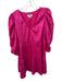Crosby Size M Magenta Polyester Satin Jaquard Mini V-neck Dress Magenta / M