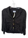 Ganni Size 36 Black Viscose & Cupro Collar Cropped Front Pocket Gold button Top Black / 36