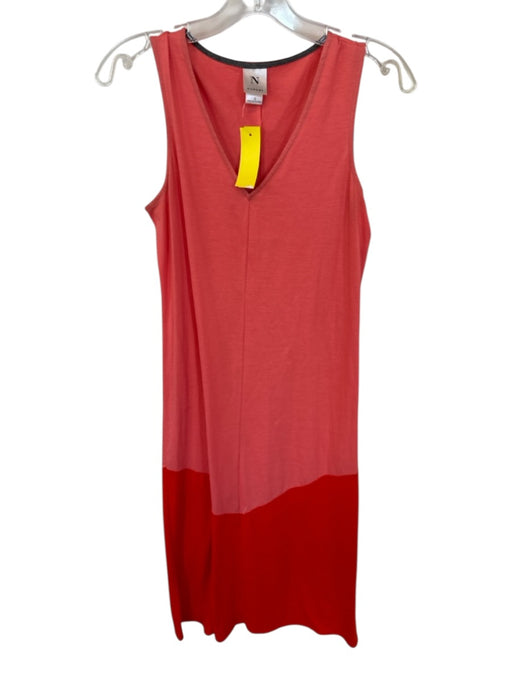 Natori Size S Coral & Orange Cotton Blend Color Block Sleeveless Maxi Dress Coral & Orange / S