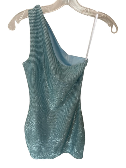 Superdown Size XS Baby Blue Polyester One Short Sleeve Metallic Side Zip Dress Baby Blue / XS