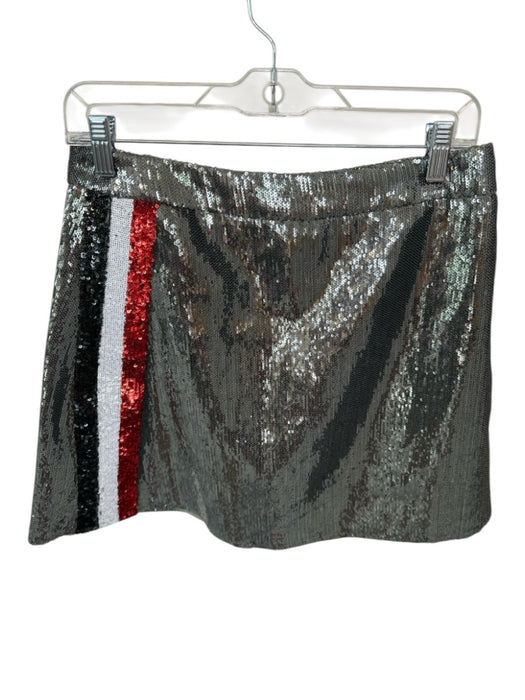 Queen of Sparkles Size M Silver & Red Sequin Side Stripe Back Zip Skirt Silver & Red / M