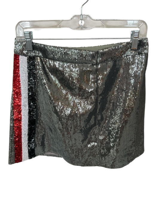 Queen of Sparkles Size M Silver & Red Sequin Side Stripe Back Zip Skirt Silver & Red / M