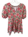 Marigold Size M Pink & Green Cotton Short Balloon Sleeve Trees Plant Print Dress Pink & Green / M