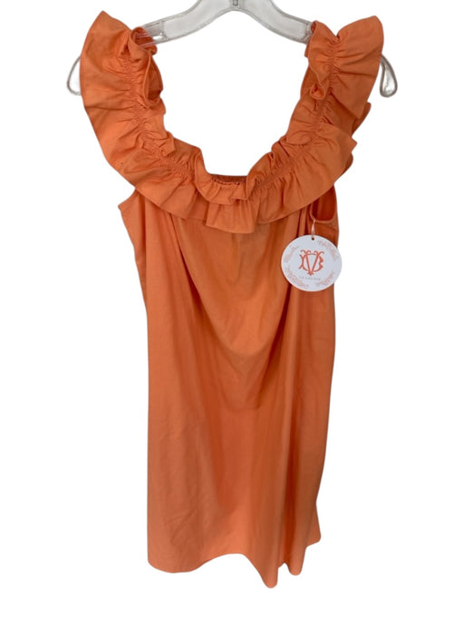 Victoria Dunn Size M Orange Cotton & Linen Flutter Cap sleeve Maxi Dress Orange / M