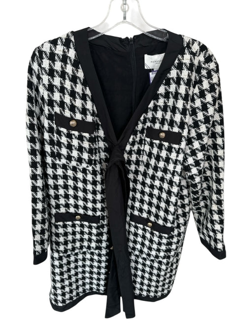 Pomander Place Size L black and white Polyester Houndstooth Gold Buttons Dress black and white / L