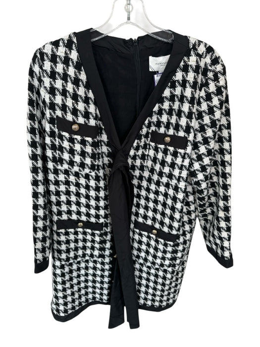 Pomander Place Size L black and white Polyester Houndstooth Gold Buttons Dress black and white / L