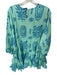Beulah Size L Mint & blue Nature Print Puff Long Sleeve Ruffle Hem Mini Dress Mint & blue / L